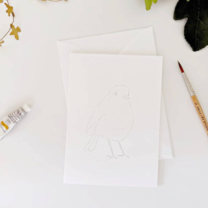 Birds paintable watercolor notecard set