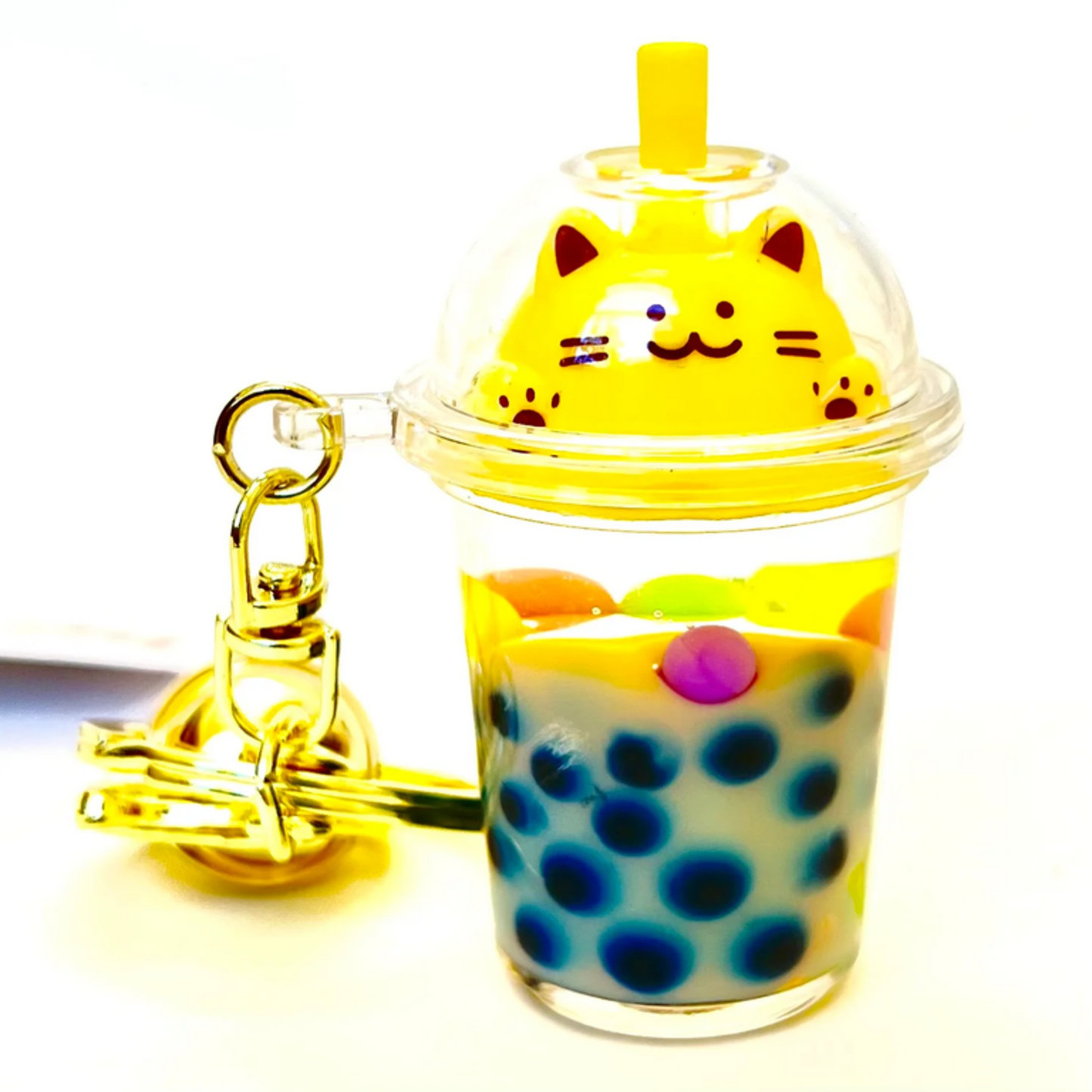 Pastel Cat Boba Keychain